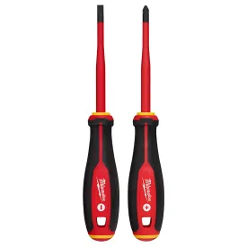 2pc 1000V Insulated Slim Tip Screwdriver Set