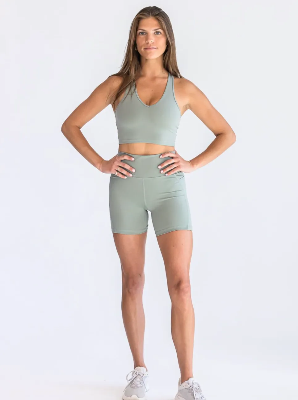 5'' Biker Short with Pockets - Dusty Sage