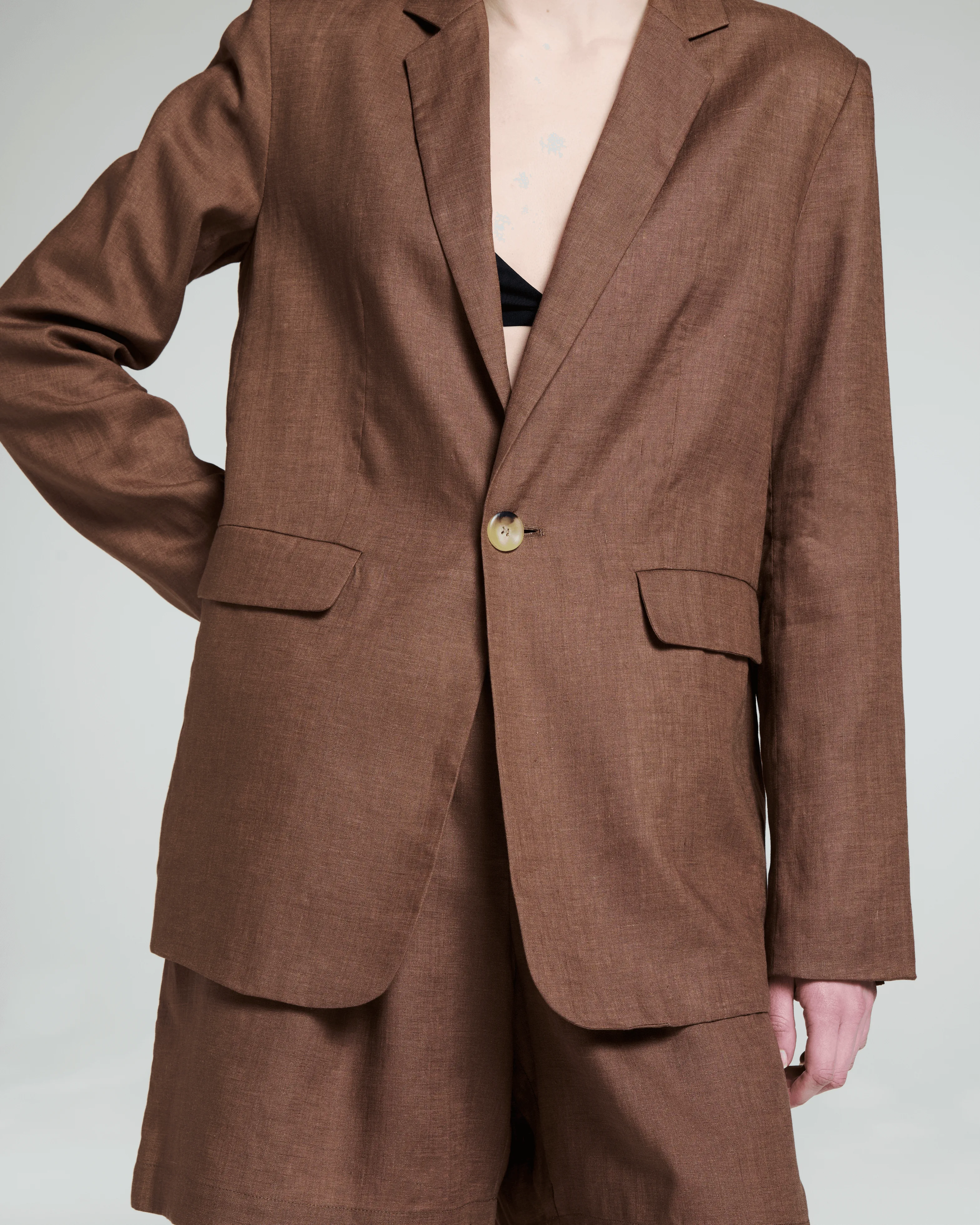 Azores Blazer Sepia Linen