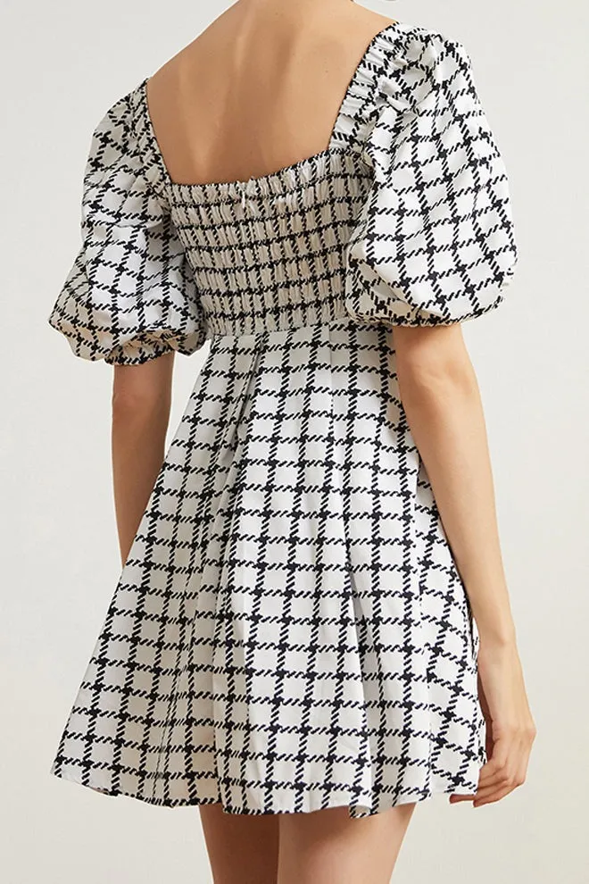 Bubble Sleeve Square Neck Dress