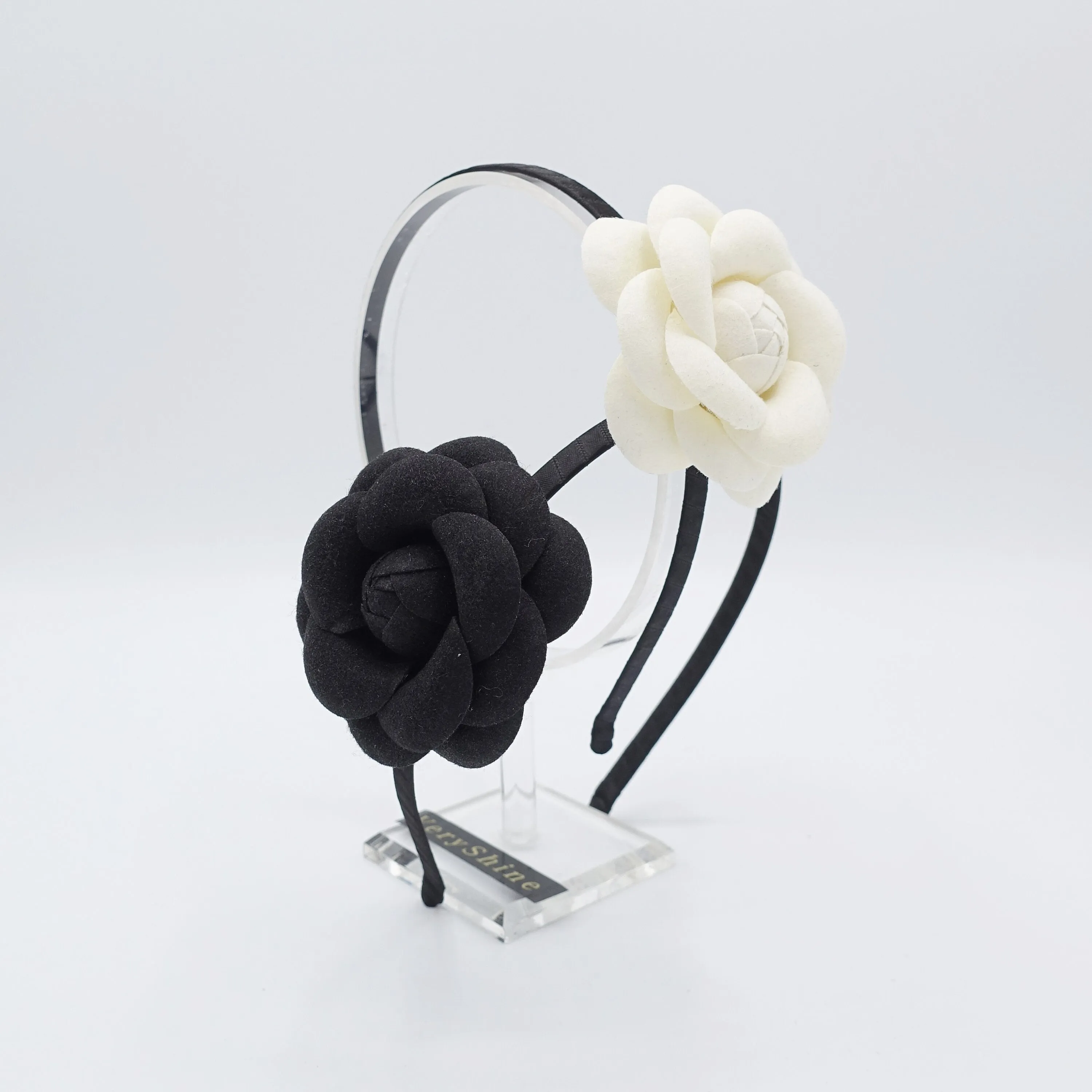 camellia headband woolen flower thin hairband for women