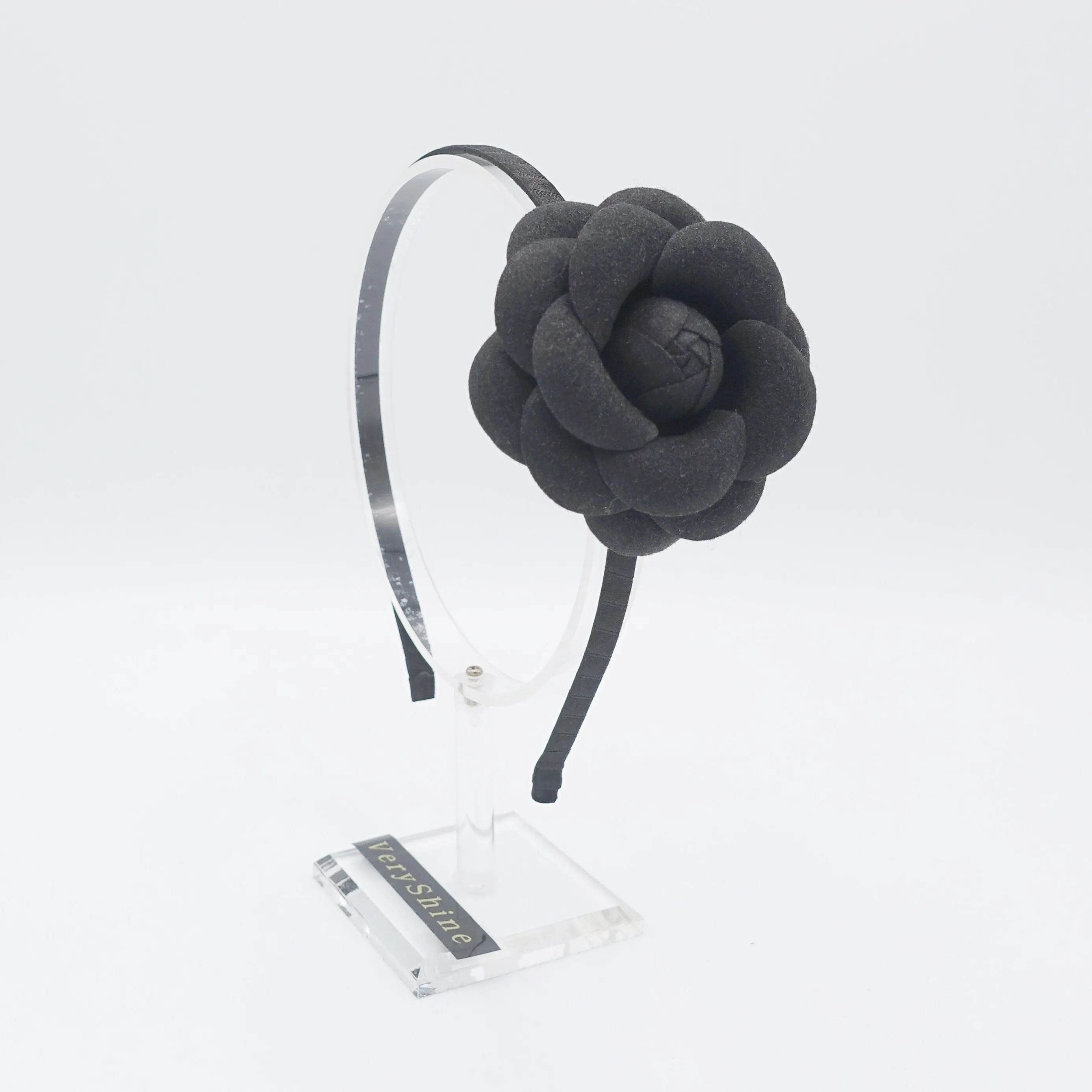 camellia headband woolen flower thin hairband for women