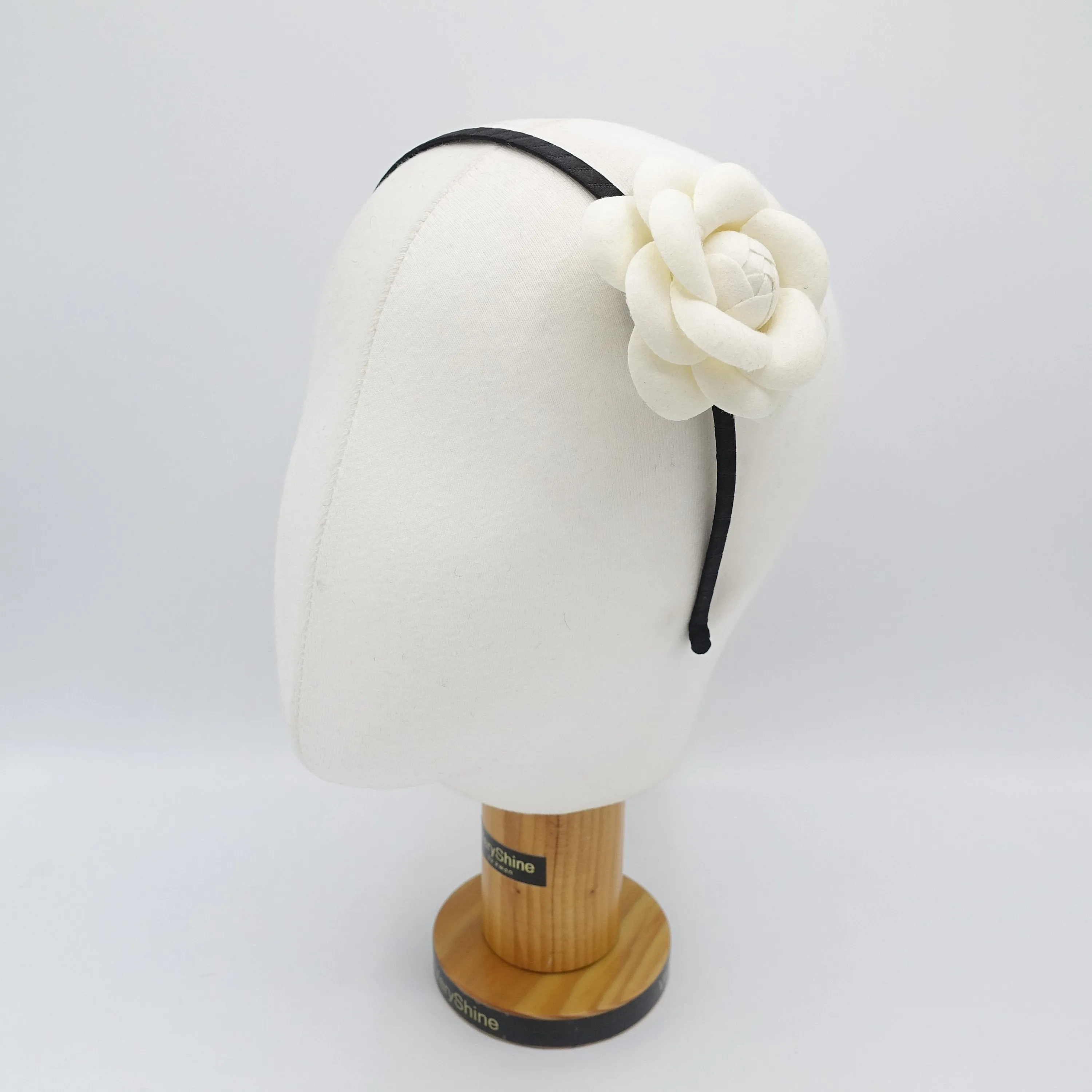 camellia headband woolen flower thin hairband for women