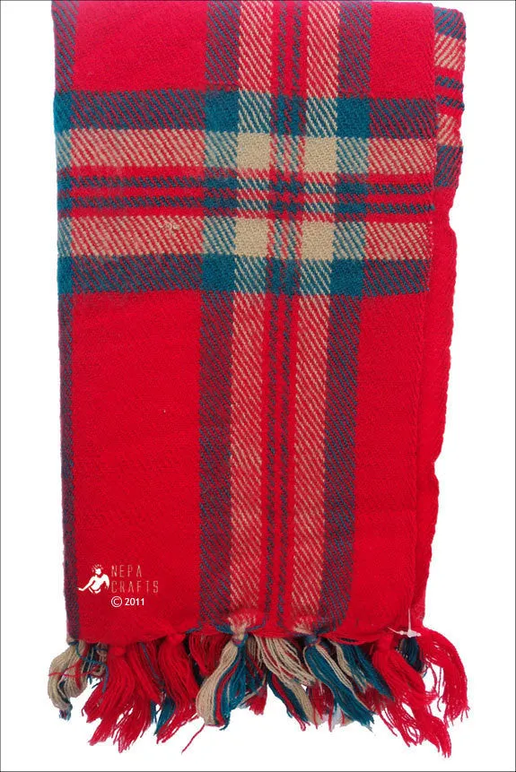 Check Yak Shawl Red