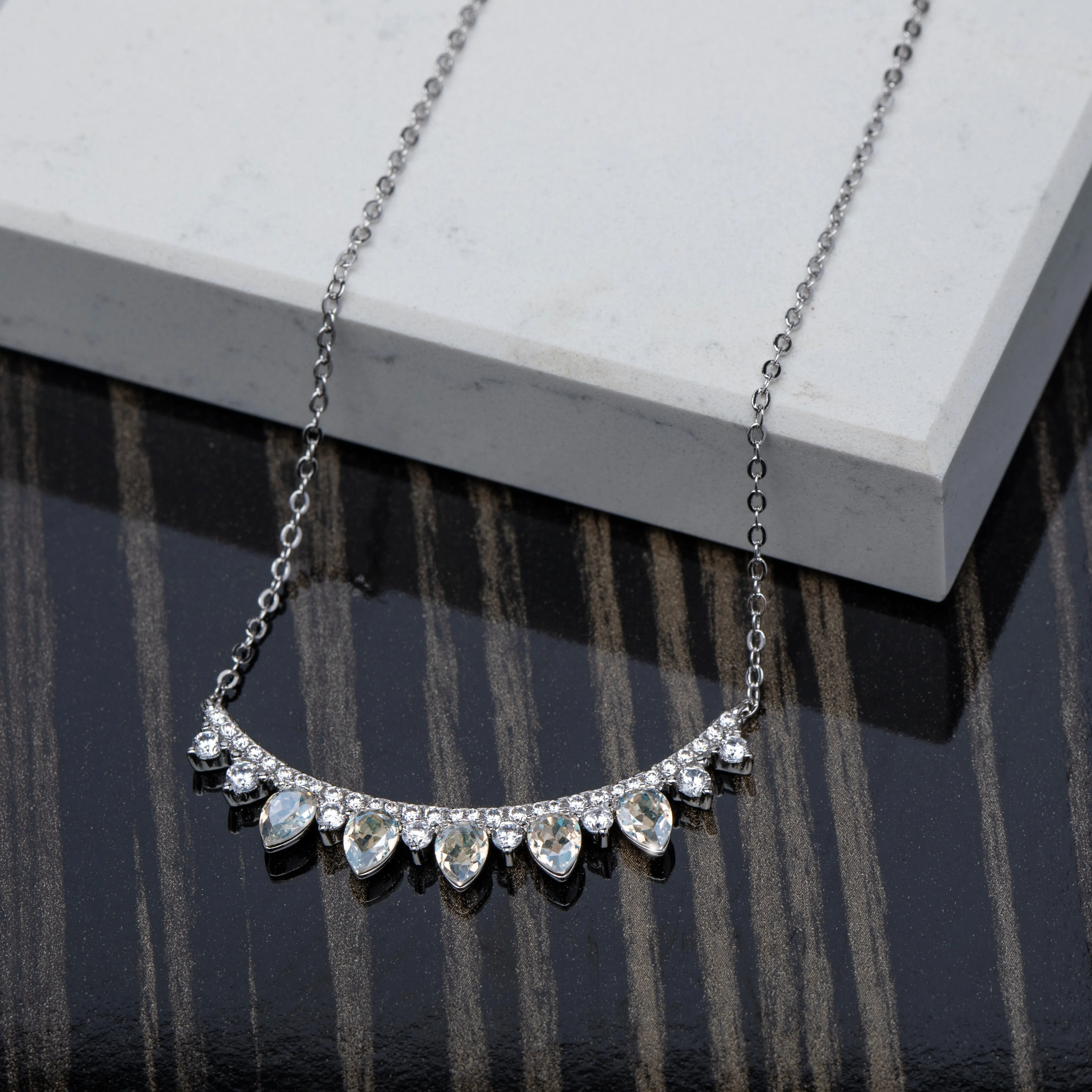 Crystal Bib Multi Teardrop Necklace