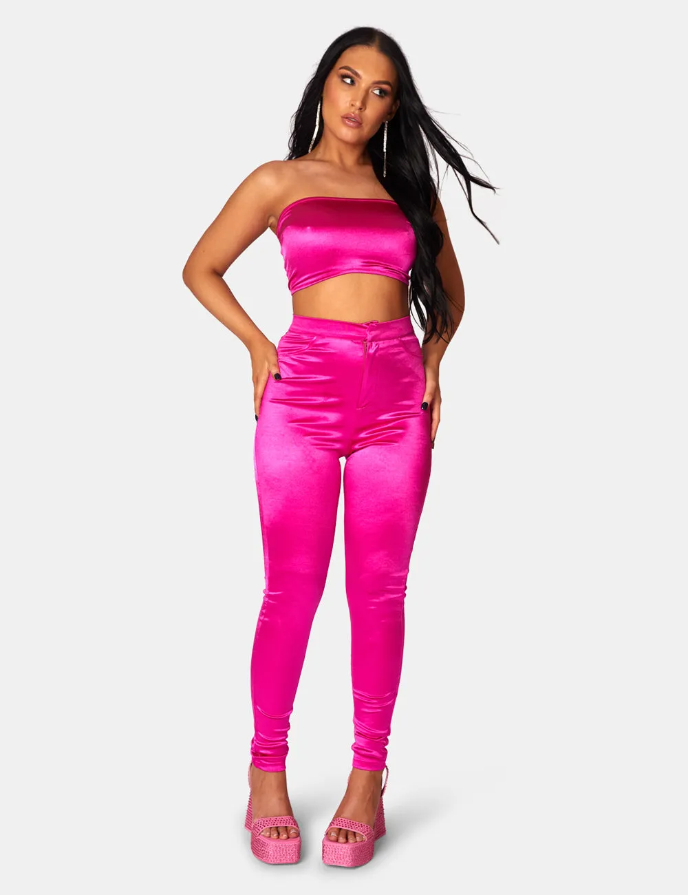 DISCO SKINNY LEG TROUSERS PINK