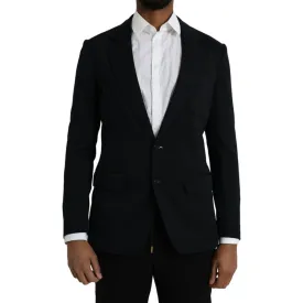 Dolce & Gabbana Black Wool Notch Single Breasted Coat Blazer