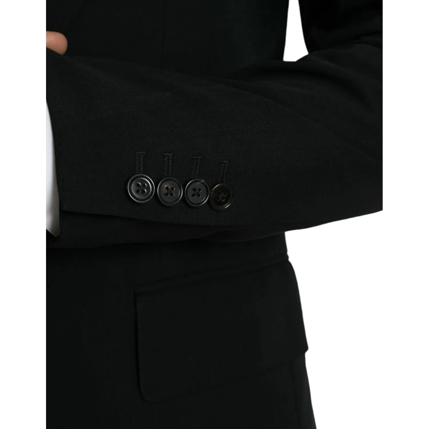 Dolce & Gabbana Black Wool Peak Single Breasted Coat Blazer