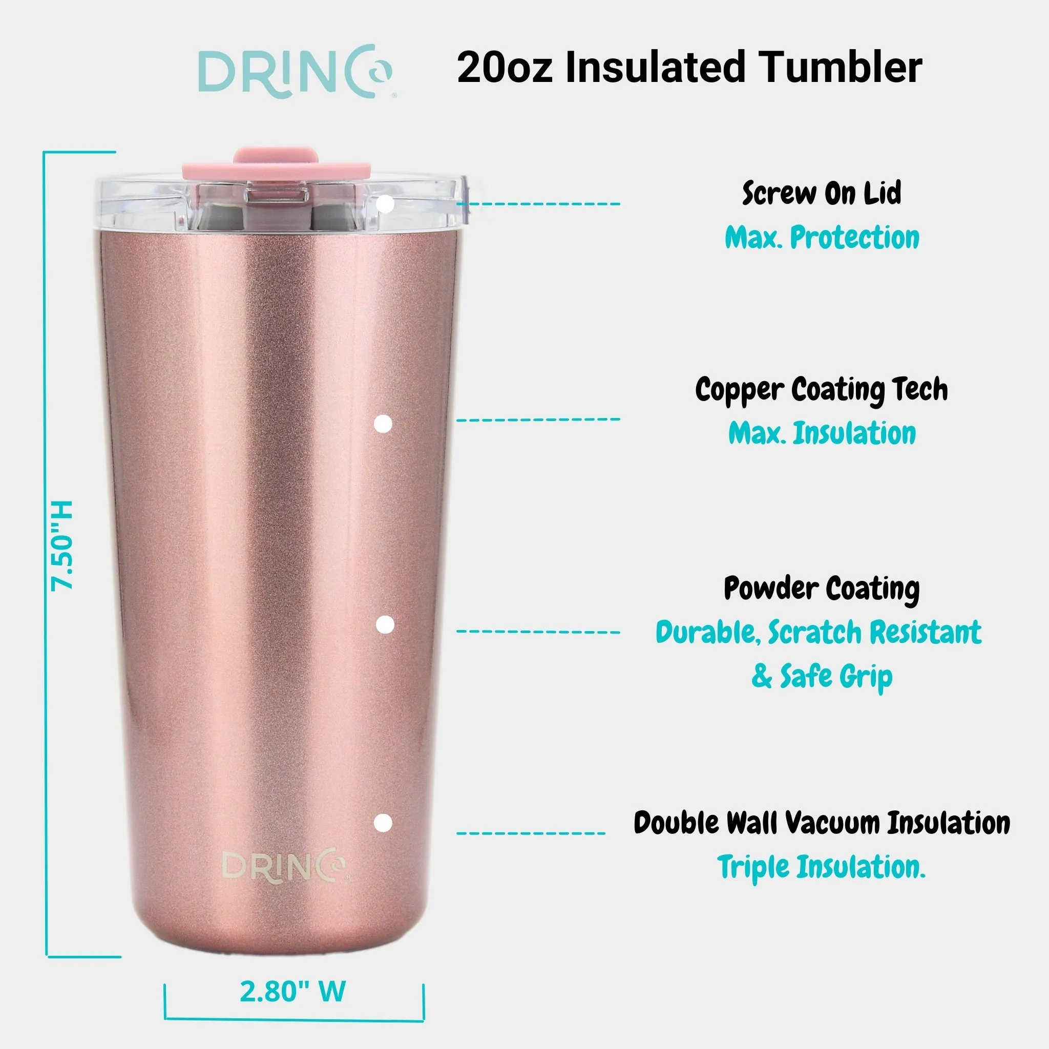 DRINCO®  Seattle 20oz Leakproof Tumbler with Straw - Gold