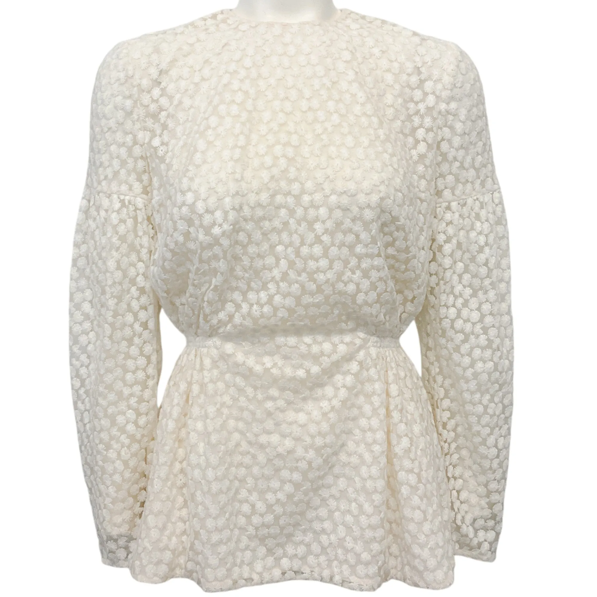 Emilia Wickstead Ivory Embroidered Peplum Blouse