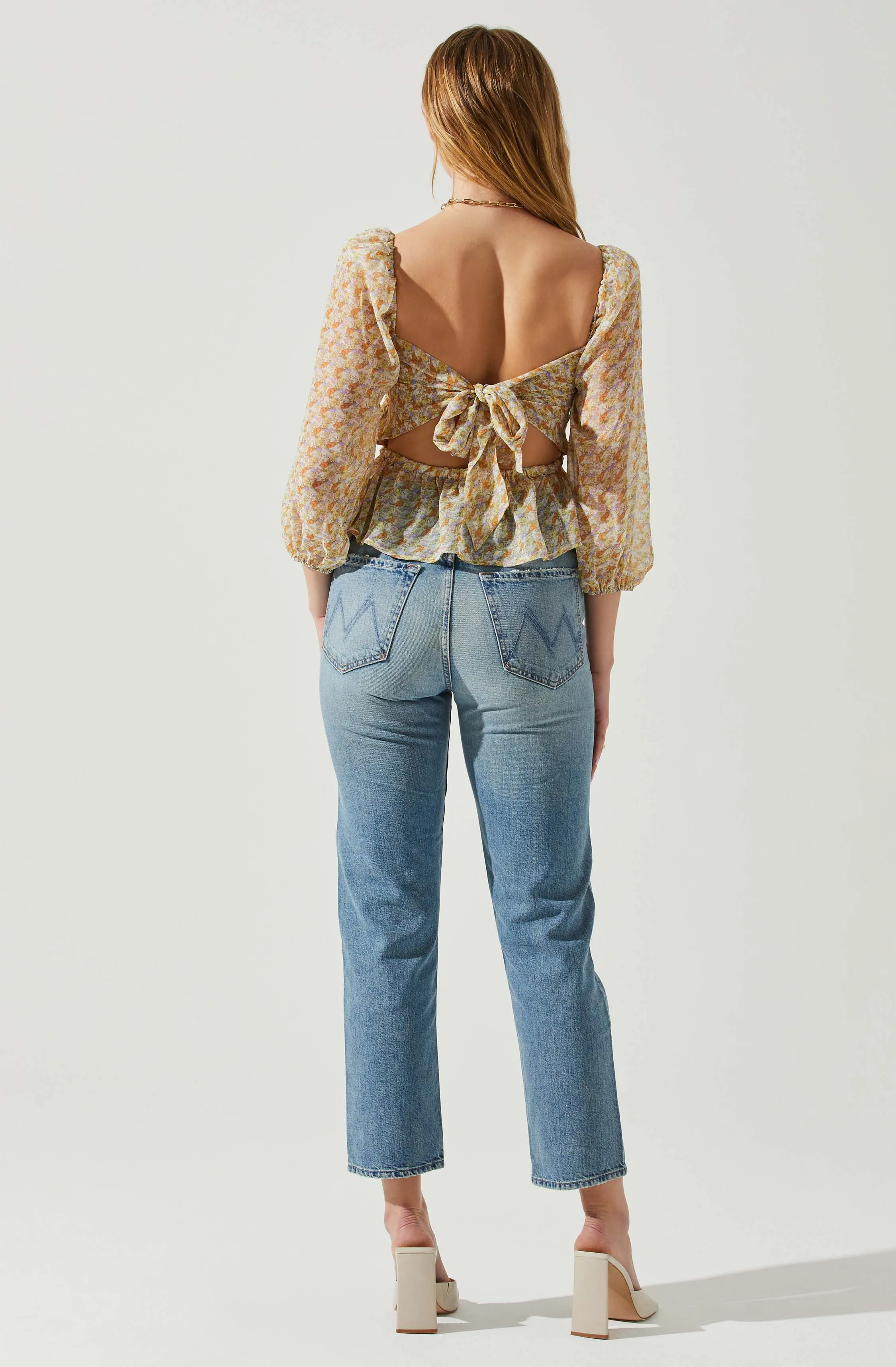 Floral Smocked Tie Back Top