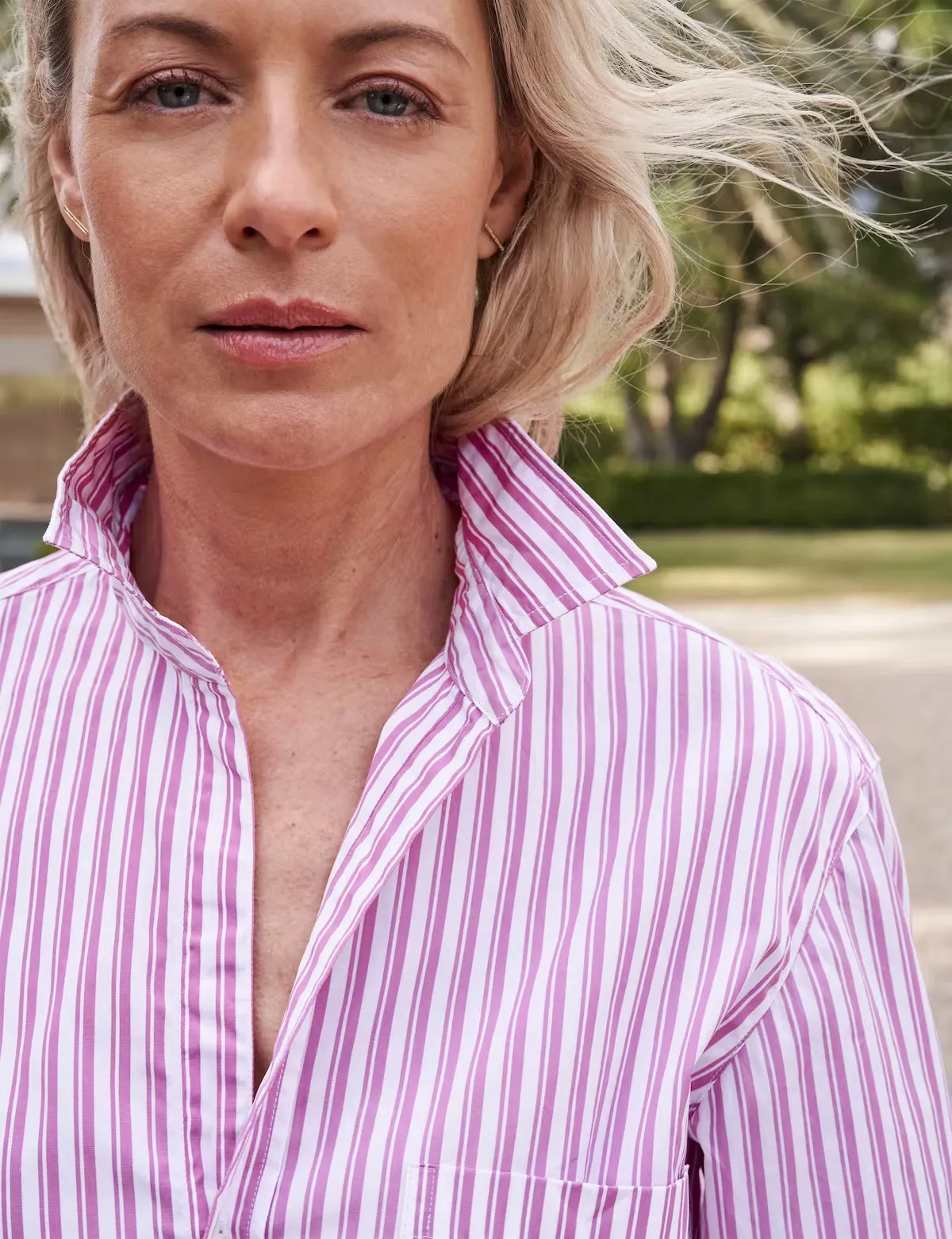 Frank & Eileen - Joedy Woven Button Up in Pink Stripe