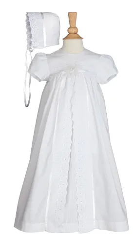 Girls 25″ Split Panel Cotton Dress Christening Gown Baptism Gown