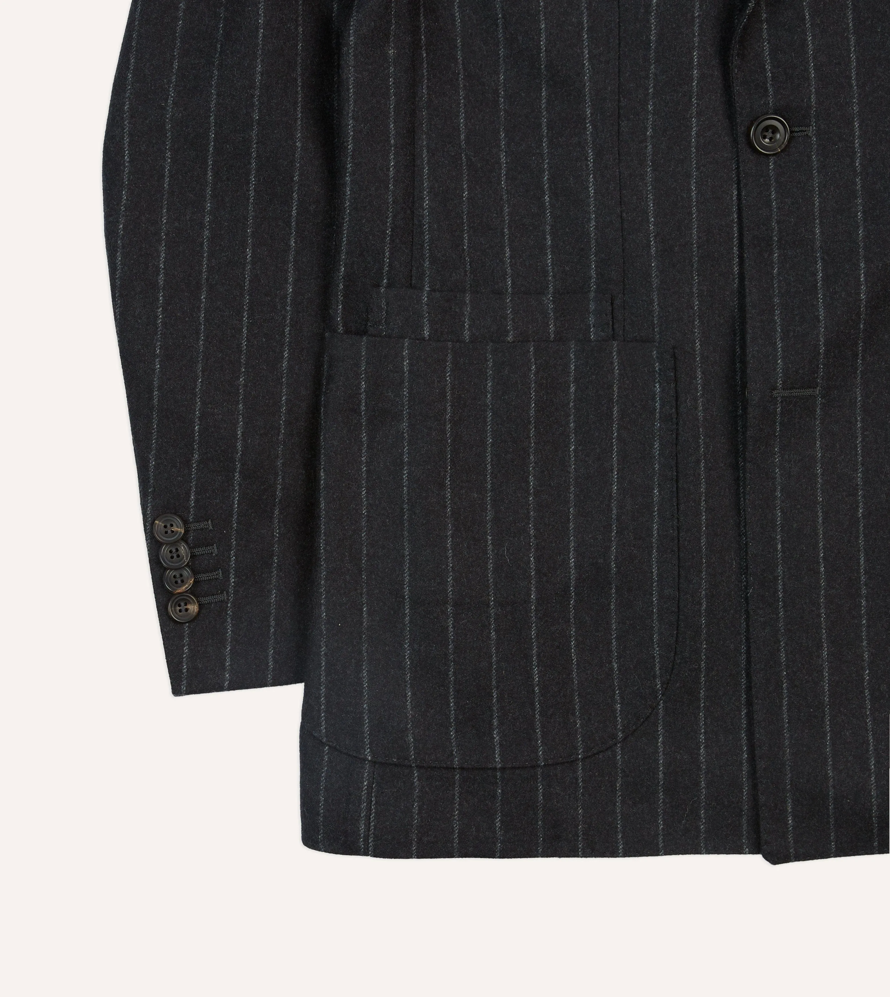 Grey Chalkstripe Wool Double-Breasted Tailored Jacket