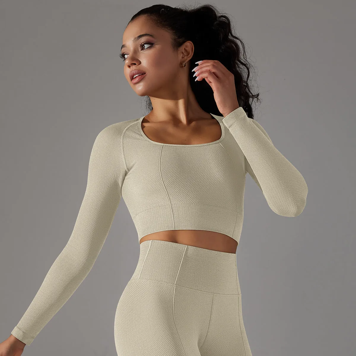 Hailey Long Sleeve Active Wear Set Top (10 Colors)