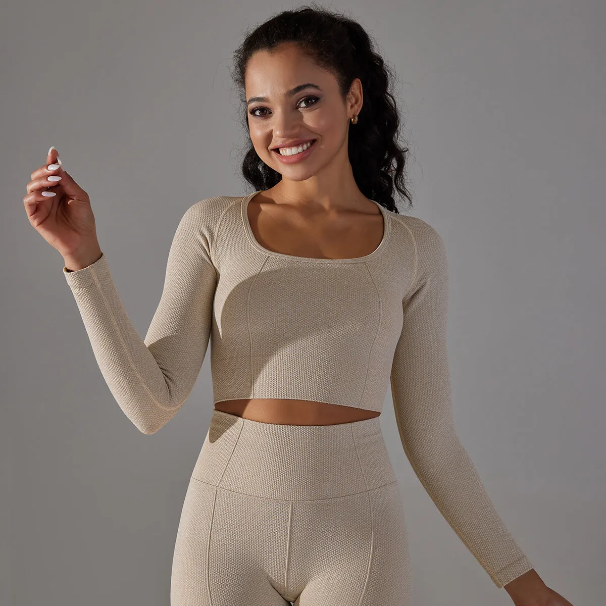 Hailey Long Sleeve Active Wear Set Top (10 Colors)