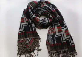 Himalayan Yak Wool Shawl in Black, Red and Green Check Pattern From Nepal