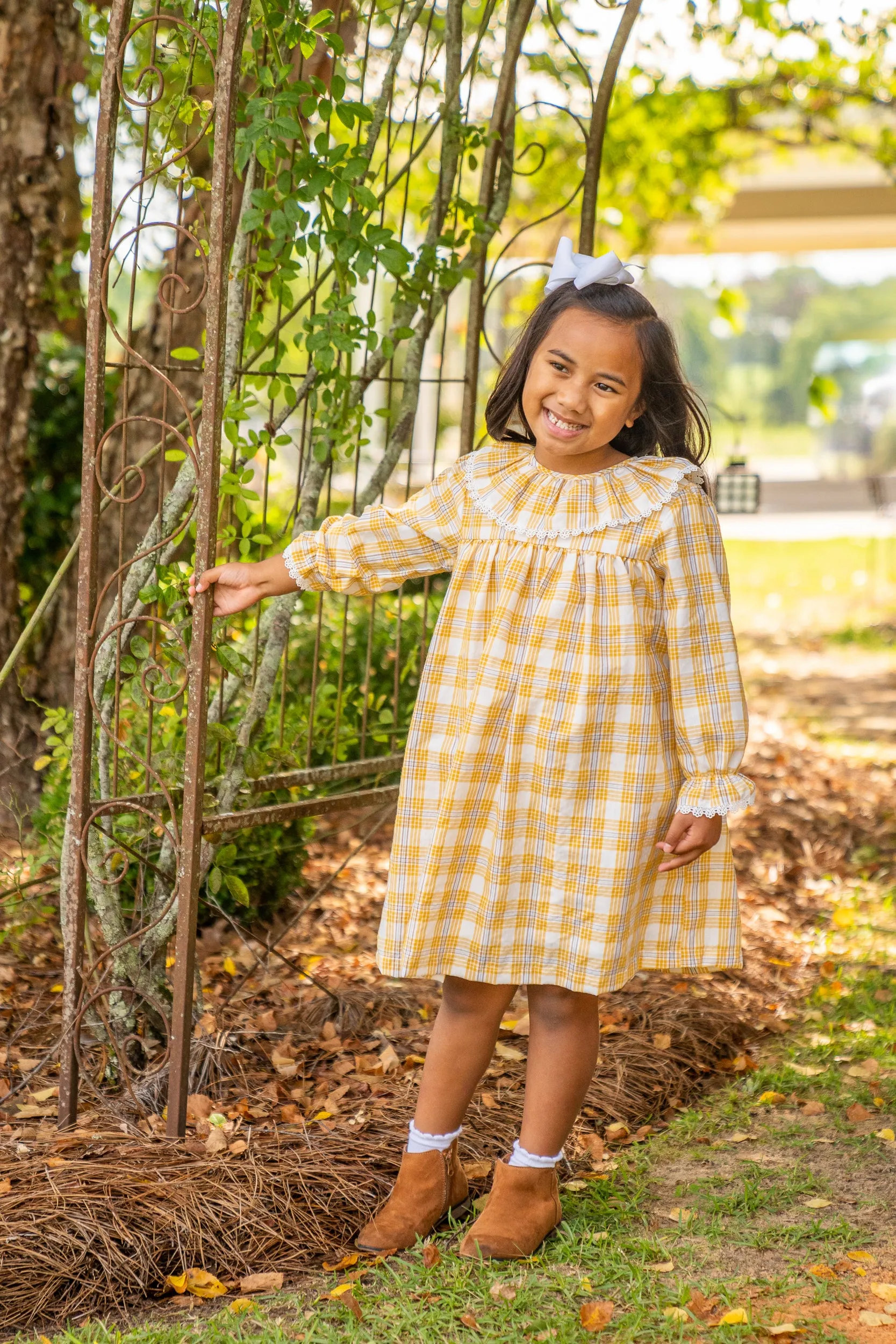 Hunter Mustard & Blue Plaid Dress