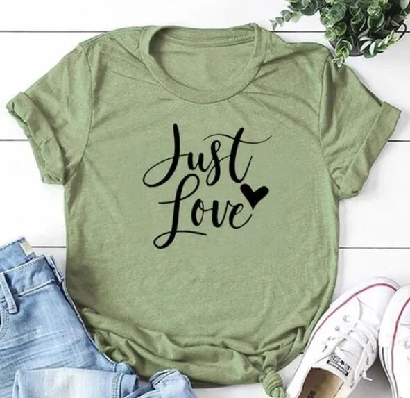 Just Love Heart Stylish Cotton Christian Statement Shirt