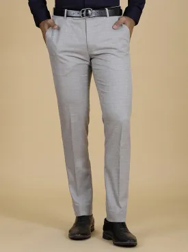 Light Grey Checked Super Slim Fit Formal Trouser | Greenfibre