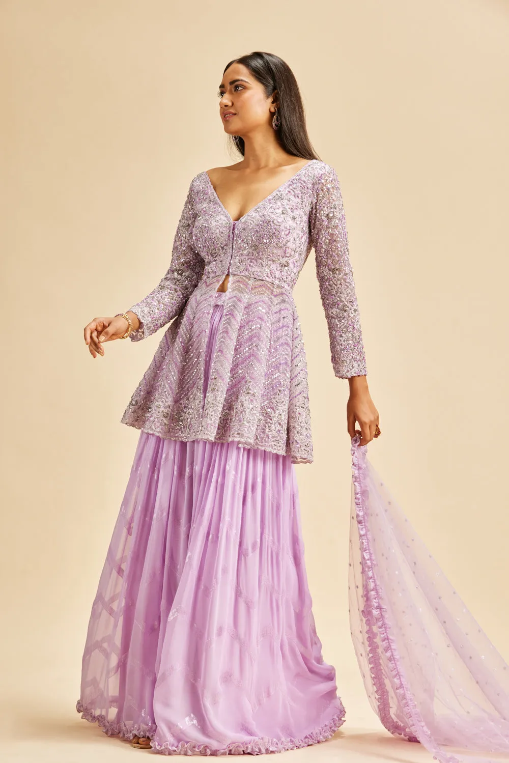 Lilac Ombre Peplum Sharara