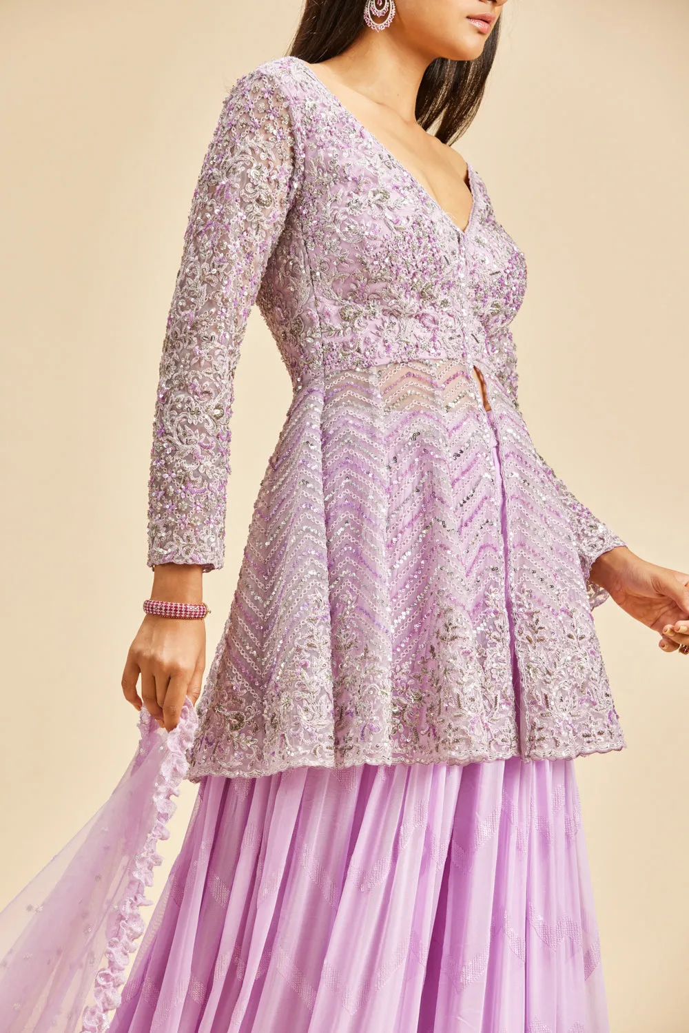 Lilac Ombre Peplum Sharara