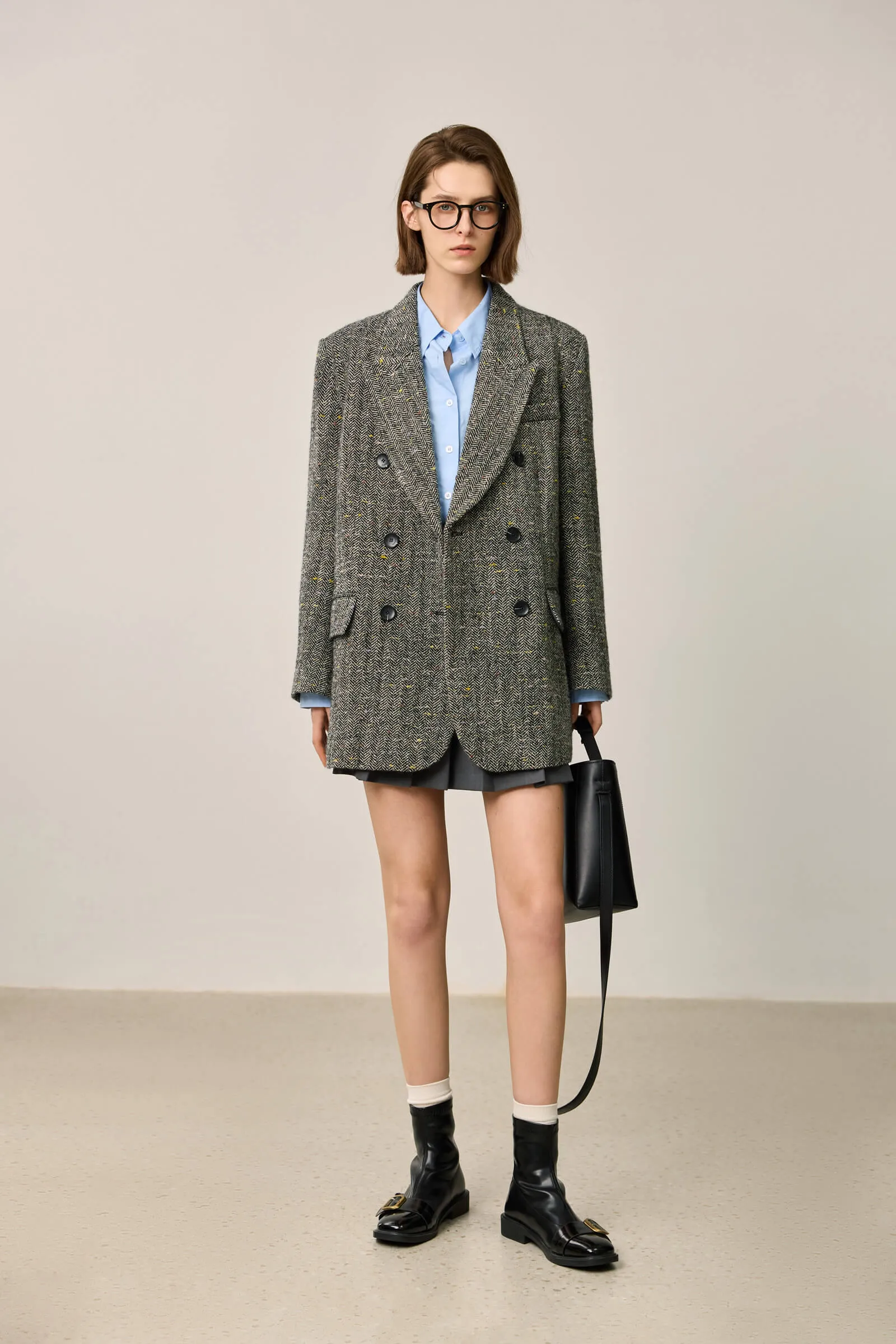 LILY Textured Lambswool Blend Versatile Blazer