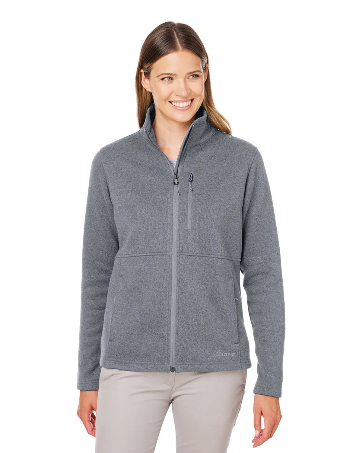 Marmot Ladies Dropline Sweater Fleece Jackets, Steel Onyx