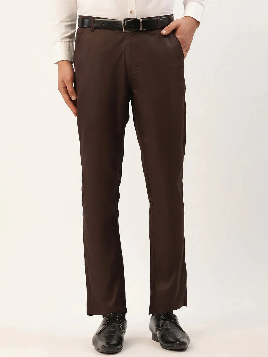 Men'S Coffee Checked Formal Trousers