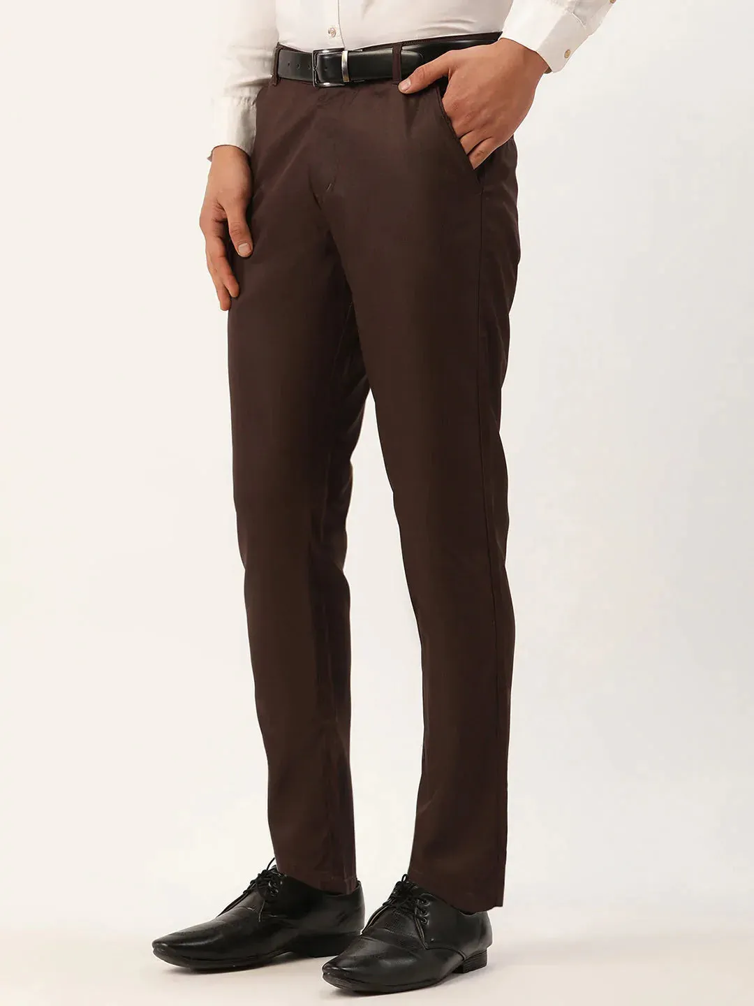 Men'S Coffee Checked Formal Trousers