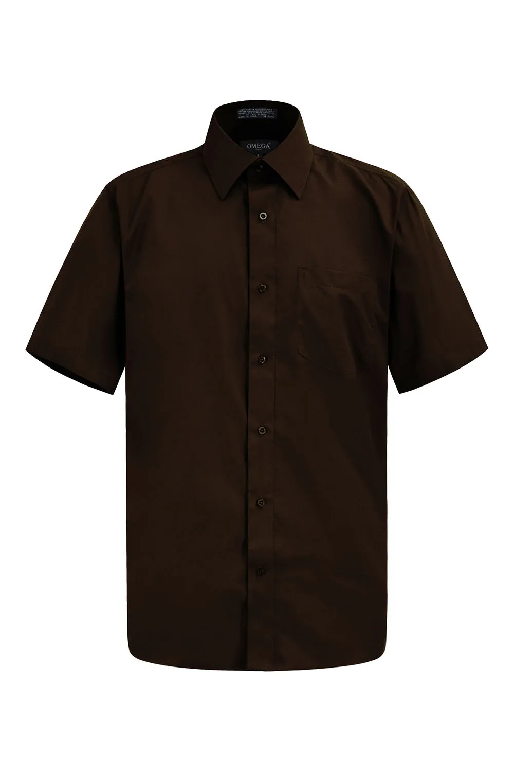 Men's Regular Fit Short Sleeve Solid Color Dress Shirts (Brown)