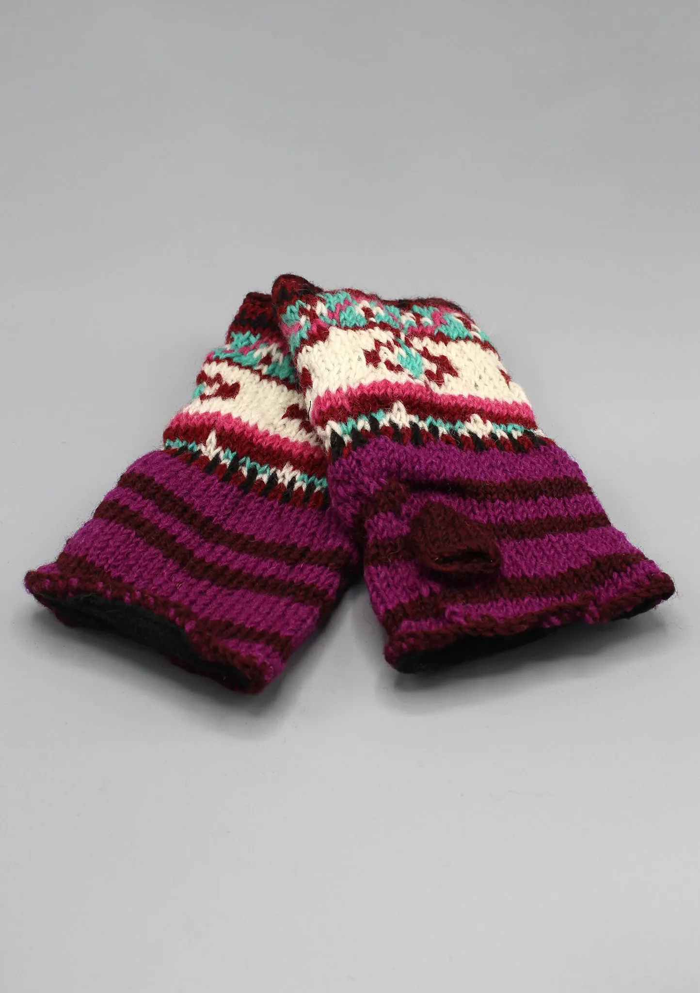 Multi Color Purple and Brown Lining Finger less Gloves /Hand Warmers