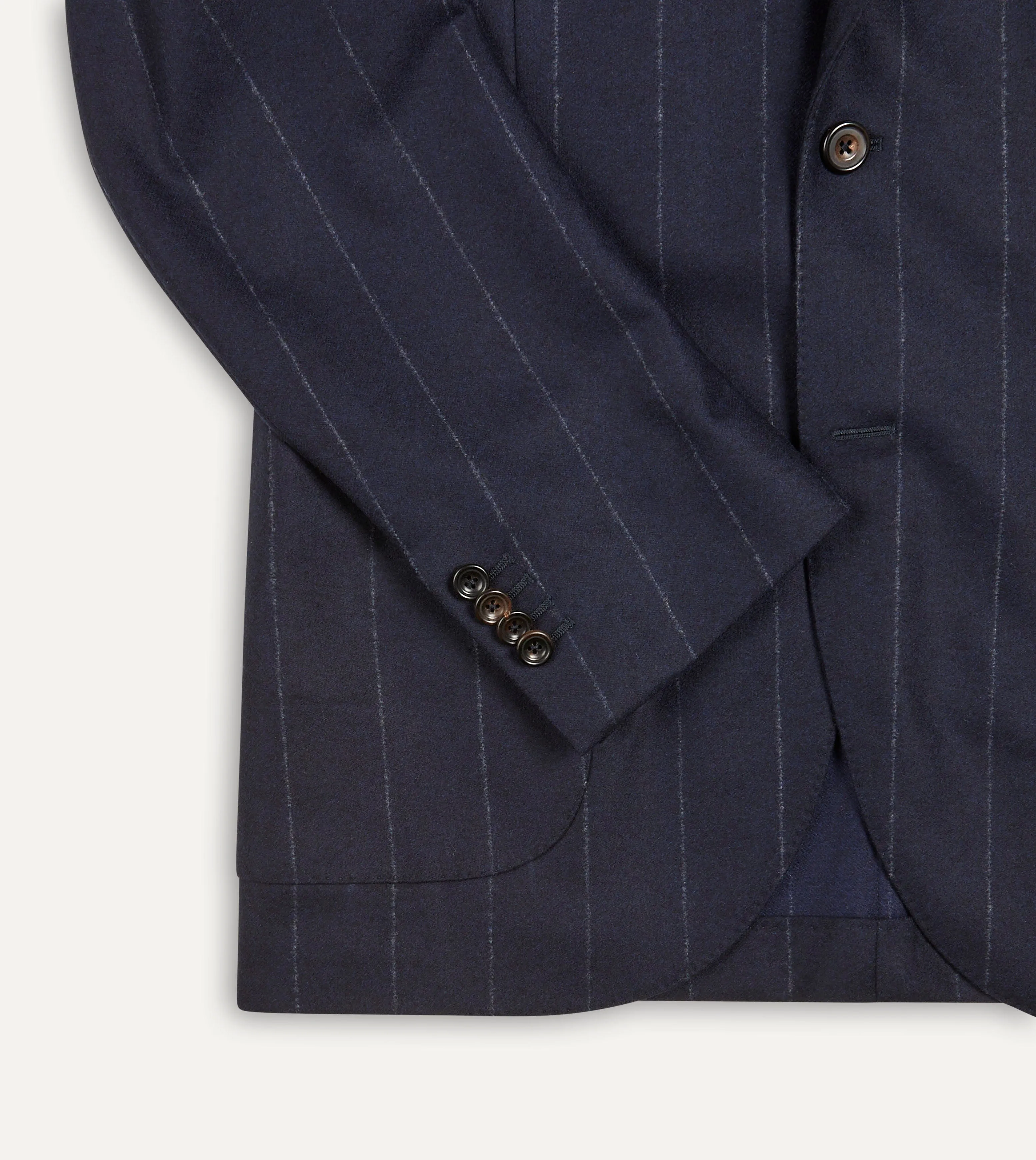 Navy Chalkstripe Wool Flannel Tailored Jacket