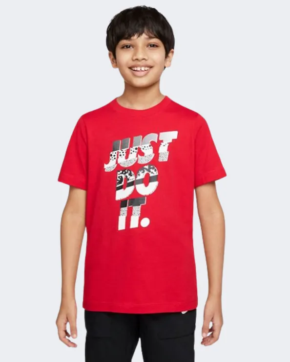 Nike Sportswear Core Brandmark Boys Lifestyle T-Shirt Red Do1822-657