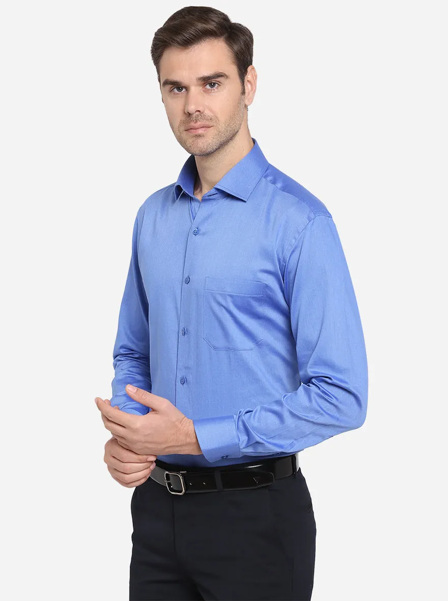 Ocean Blue Dobby Slim Fit Formal Shirt | Metal