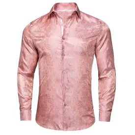 Orange-pink Paisley Silk Men's Shirt