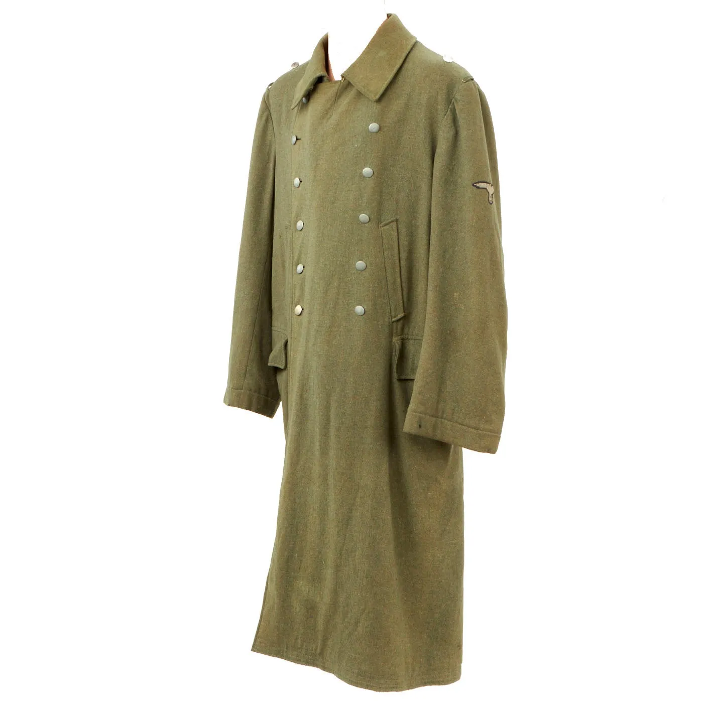 Original German WWII Wool SS M40 Greatcoat with "Hammerhead" Sleeve Eagle - Schutzstaffel