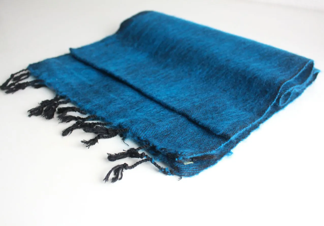 Petrol Blue Three Ply Woolen Muffler