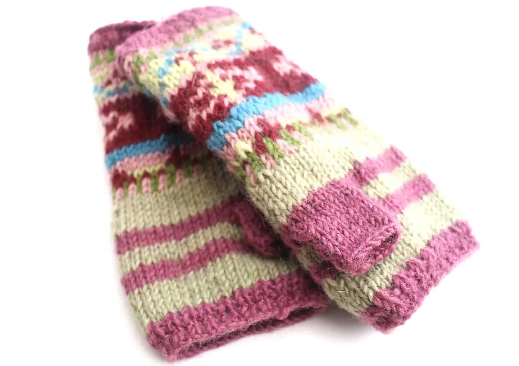 Pink and Cream Lining Finger less Gloves /Hand Warmers