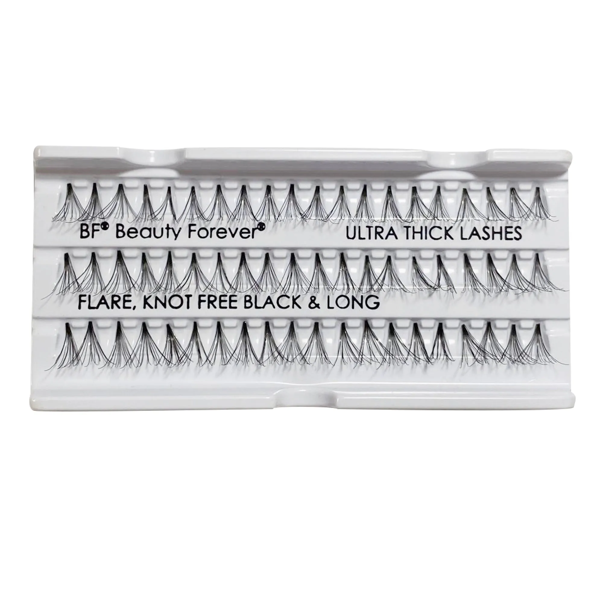 Professional Individual Ultra Thick Lashes, 7 Ply Flare Black, Knot Free & Long For Intense Volume (BF1006-Long)