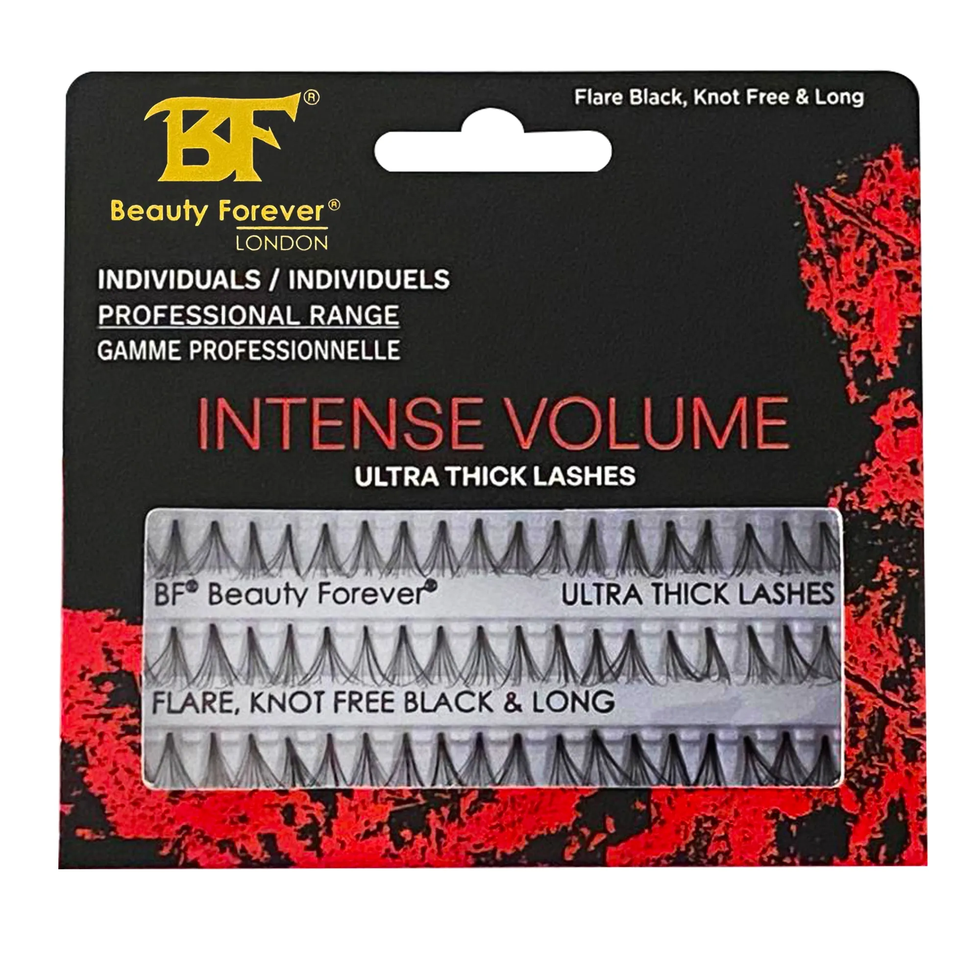 Professional Individual Ultra Thick Lashes, 7 Ply Flare Black, Knot Free & Long For Intense Volume (BF1006-Long)