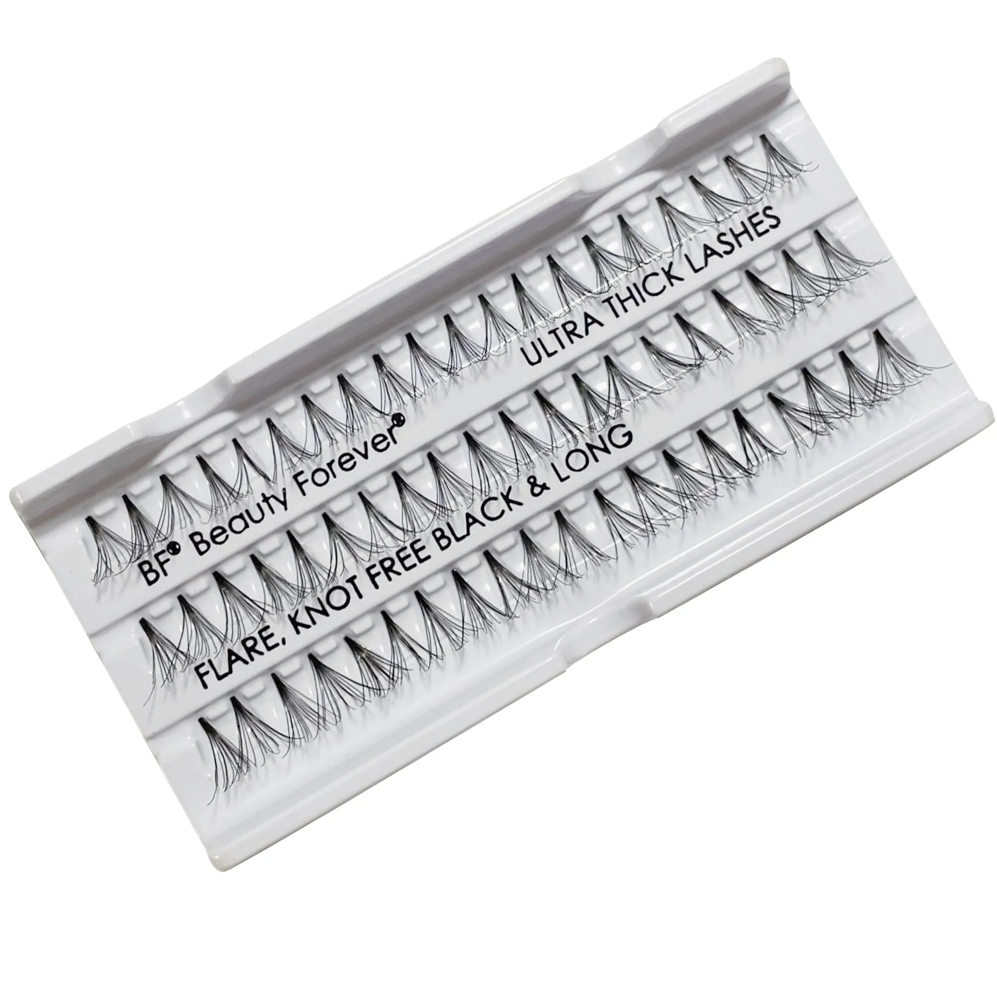 Professional Individual Ultra Thick Lashes, 7 Ply Flare Black, Knot Free & Long For Intense Volume (BF1006-Long)