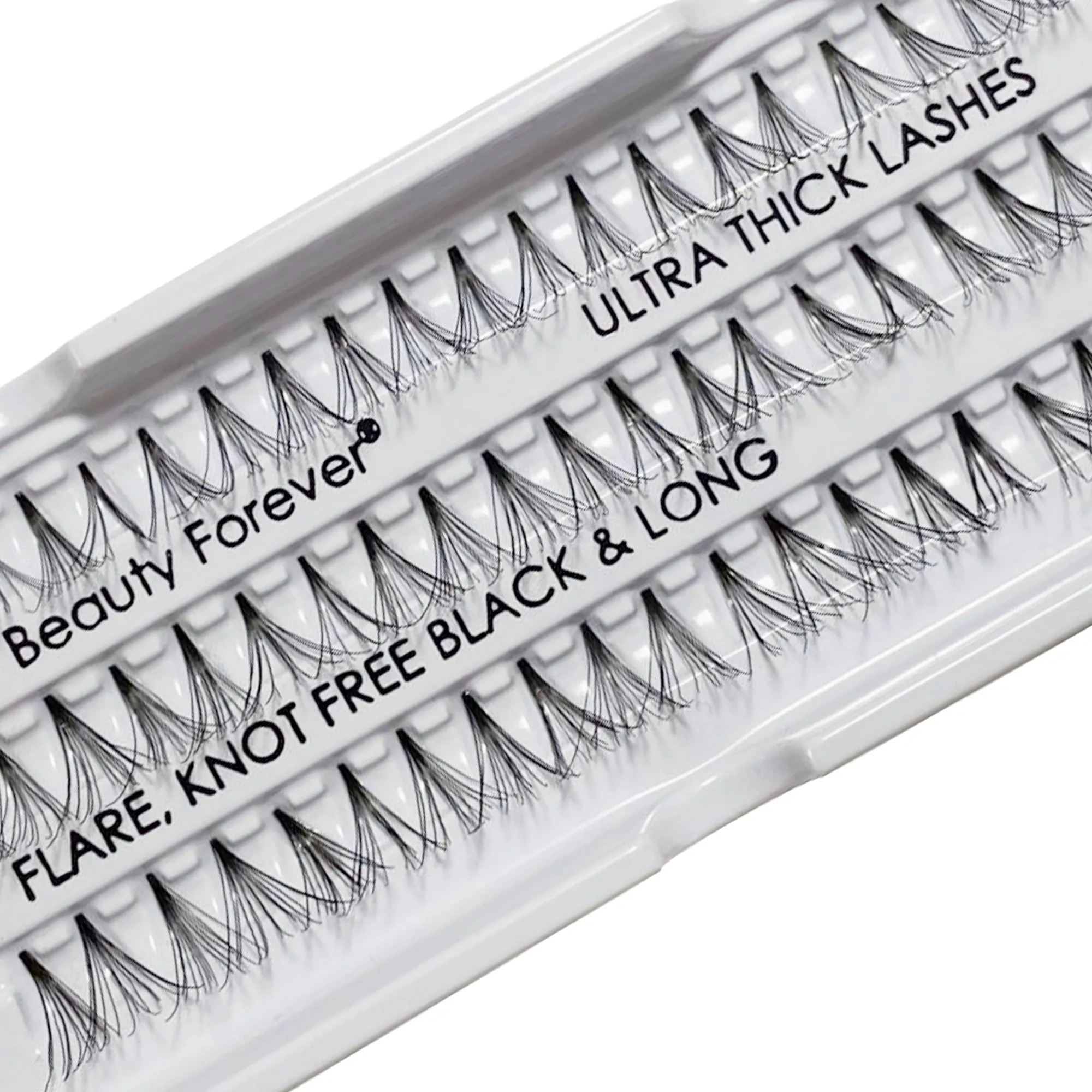 Professional Individual Ultra Thick Lashes, 7 Ply Flare Black, Knot Free & Long For Intense Volume (BF1006-Long)