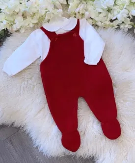 Red knitted dungaree