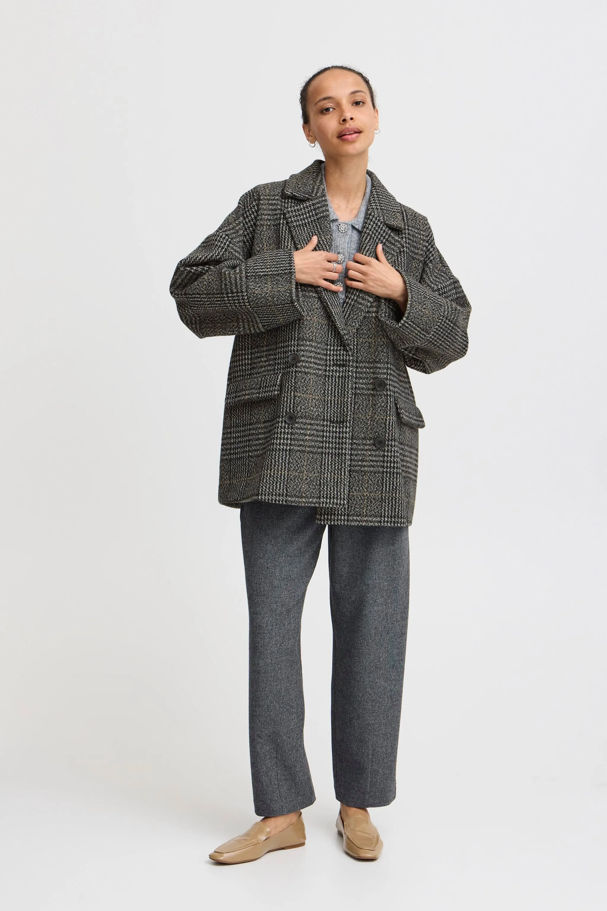 RELAXED FIT PLAID COAT