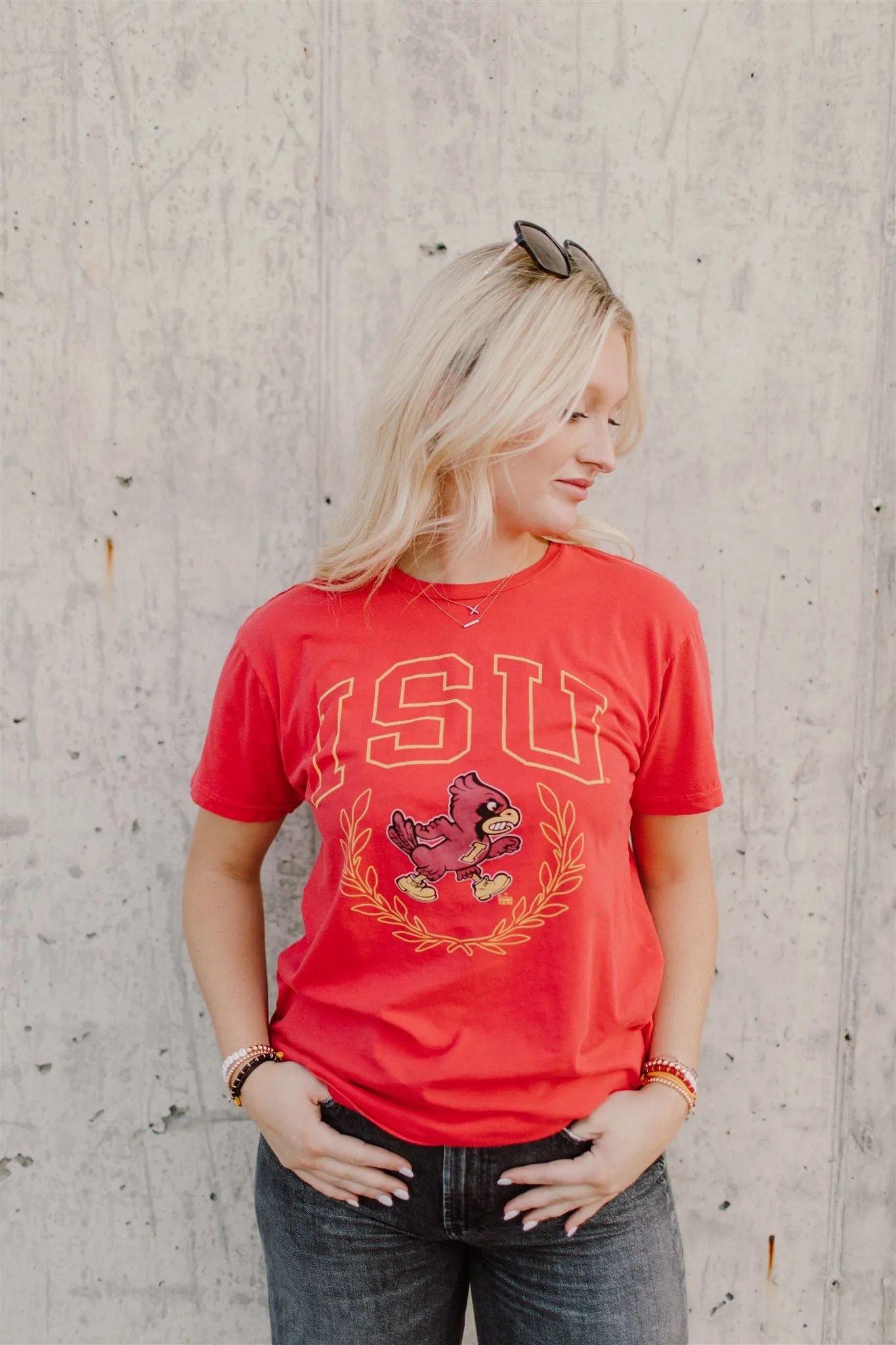 Retro Sport x Blond Genius - Iowa State 'ISU' Crewneck Tee in Vintage Cardinal