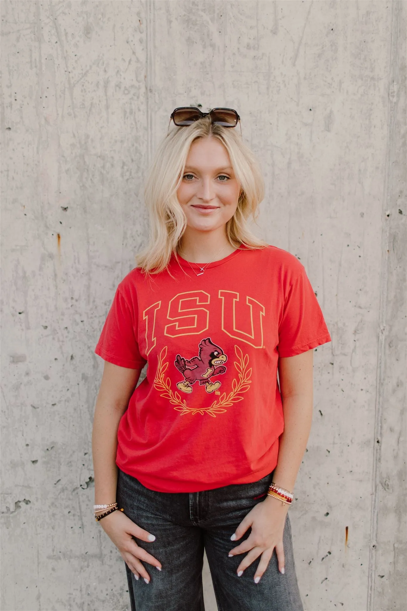 Retro Sport x Blond Genius - Iowa State 'ISU' Crewneck Tee in Vintage Cardinal