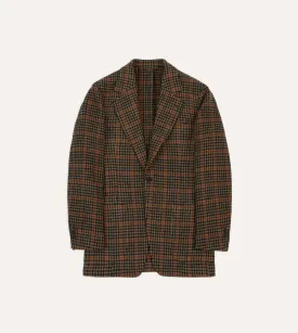 Rust Houndstooth Check Tweed Blazer