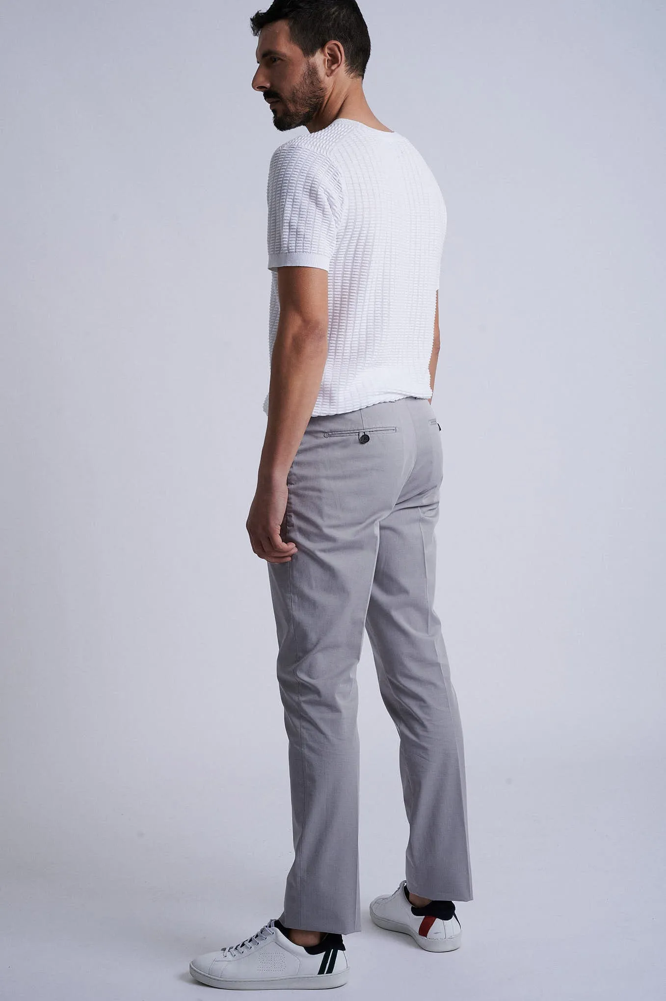 Slim fit cotton rayon structure chino