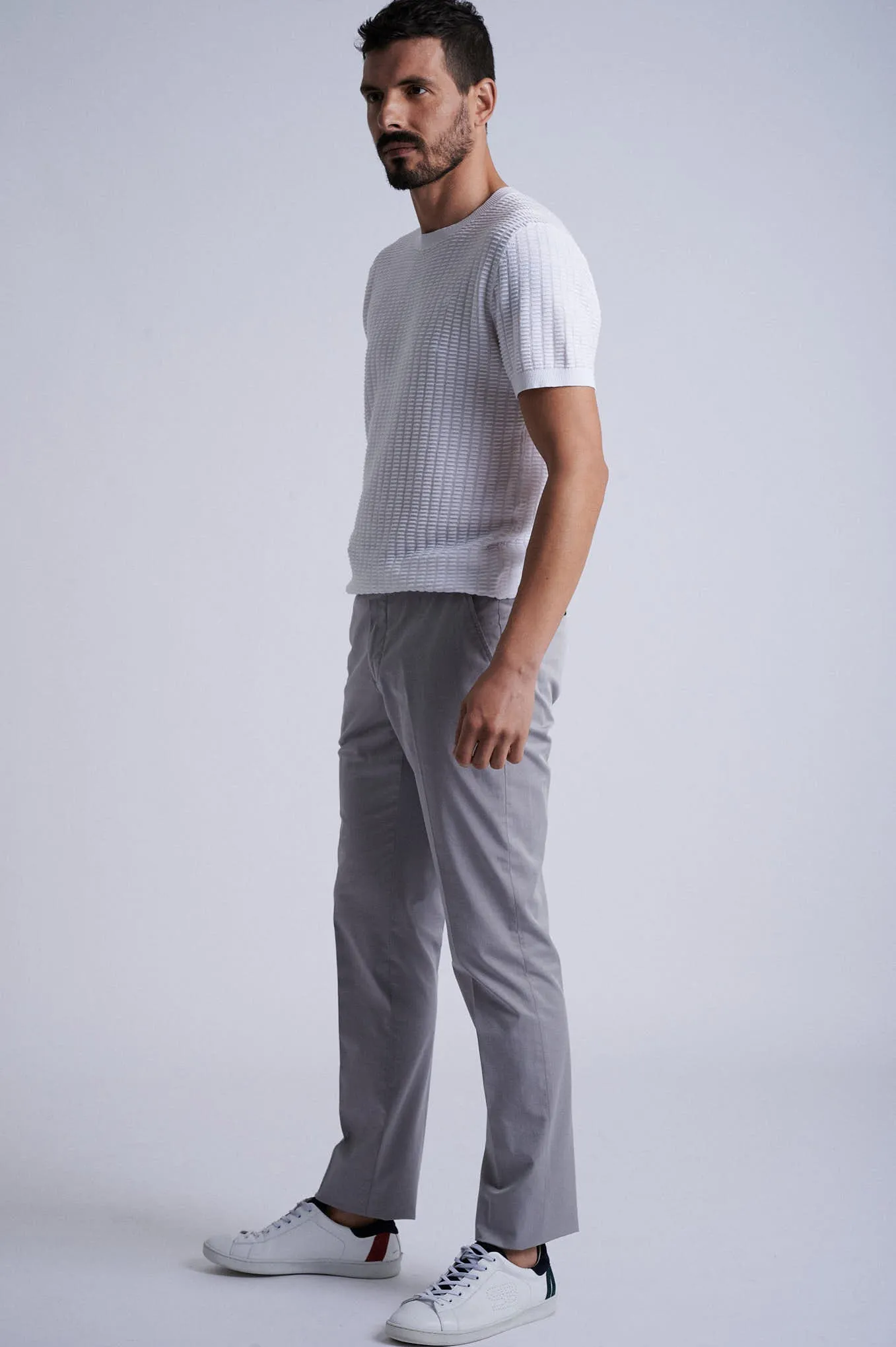 Slim fit cotton rayon structure chino